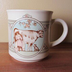 14 oz mug 1988 Enesco milk maid cow Arlene & Tim Fabrizio vintage (w1568)